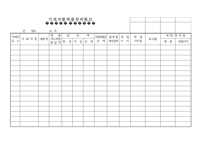 거래처별매출관리월보 거래처별매출관리월보